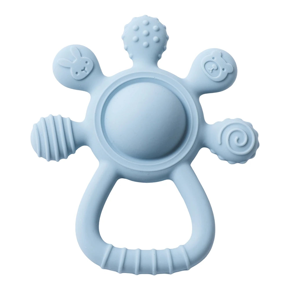Silicone Baby Teether & Rattle – Food Grade Soothing Sensory Toy for Toddlers