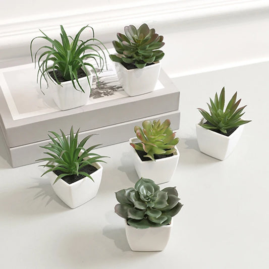 6PCS Mini Artificial Succulent Plants – Home Decor Set