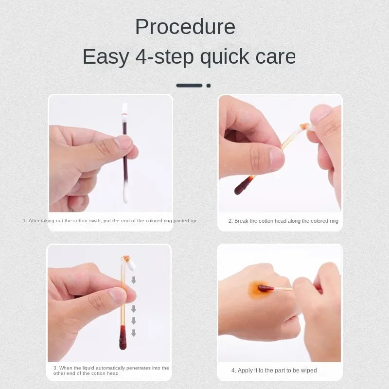 50/100pcs Disposable Iodine Cotton Swabs – First Aid & Wound Cleaning Sticks