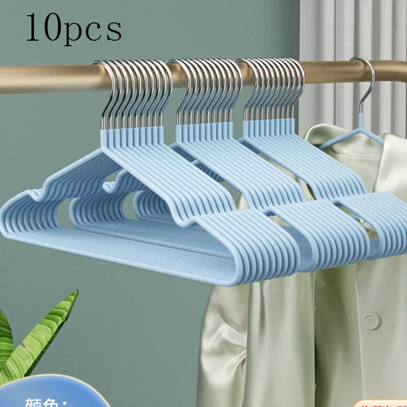 10pcs Non-Slip Plastic Clothes Hangers Space-Saving, Portable & Durable for Home Use