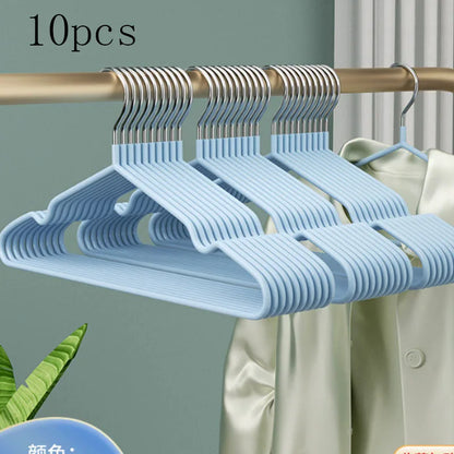 10pcs Non-Slip Plastic Clothes Hangers Space-Saving, Portable & Durable for Home Use