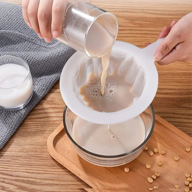100/200/400 Mesh Nylon Filter Spoon Reusable Fine Strainer for Soy Milk, Juice, Coffee & Tea