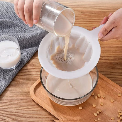 100/200/400 Mesh Nylon Filter Spoon Reusable Fine Strainer for Soy Milk, Juice, Coffee & Tea