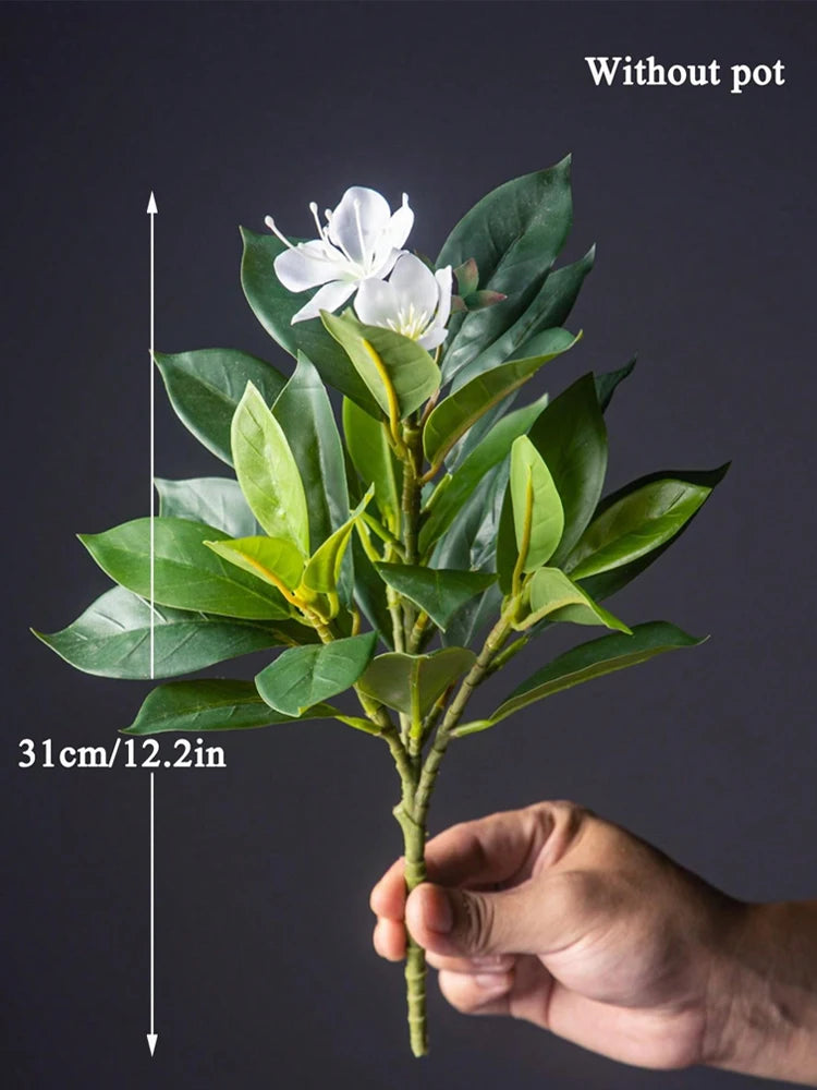 Artificial Azalea & Ficus Plants with Palm Leaves – 21-40cm Faux Greenery for Home Decor