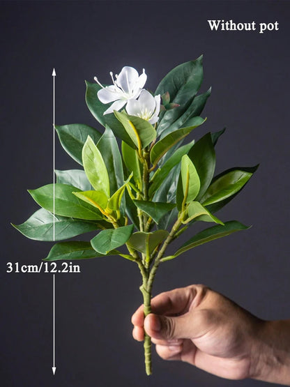Artificial Azalea & Ficus Plants with Palm Leaves – 21-40cm Faux Greenery for Home Decor