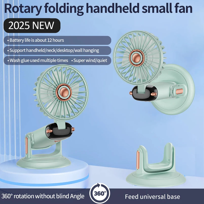 Foldable Handheld Mini Fan 3000mAh, 5-Speed, USB Rechargeable with Phone Stand & Display Screen