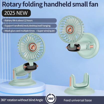 Foldable Handheld Mini Fan 3000mAh, 5-Speed, USB Rechargeable with Phone Stand & Display Screen