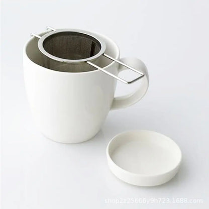 304 Stainless Steel Collapsible Tea Strainer with Lid & Double Handles