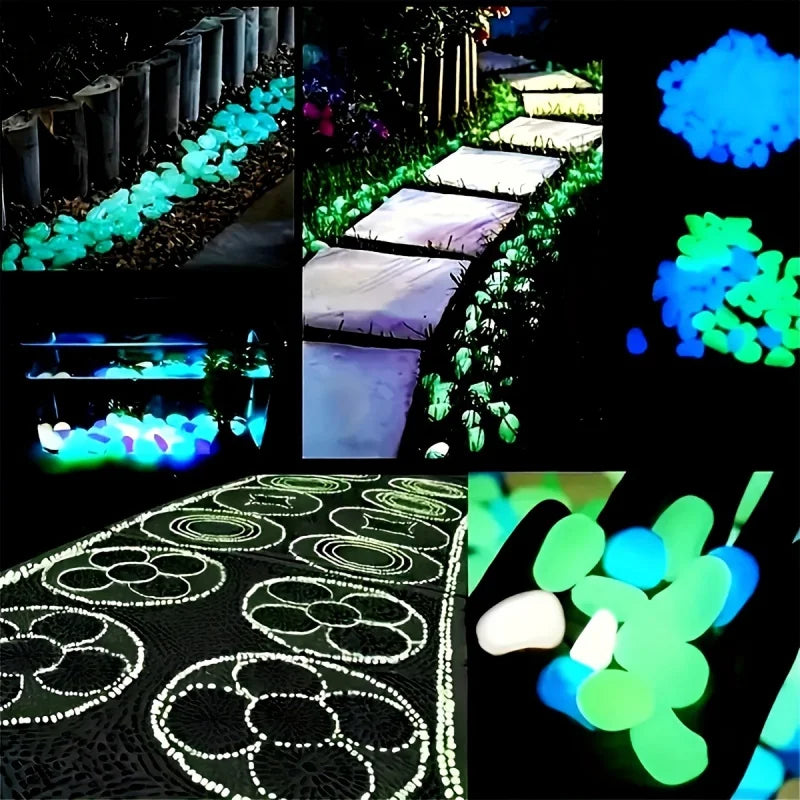 100pcs Glow-in-the-Dark Garden Pebbles  Luminous Stones for Decor