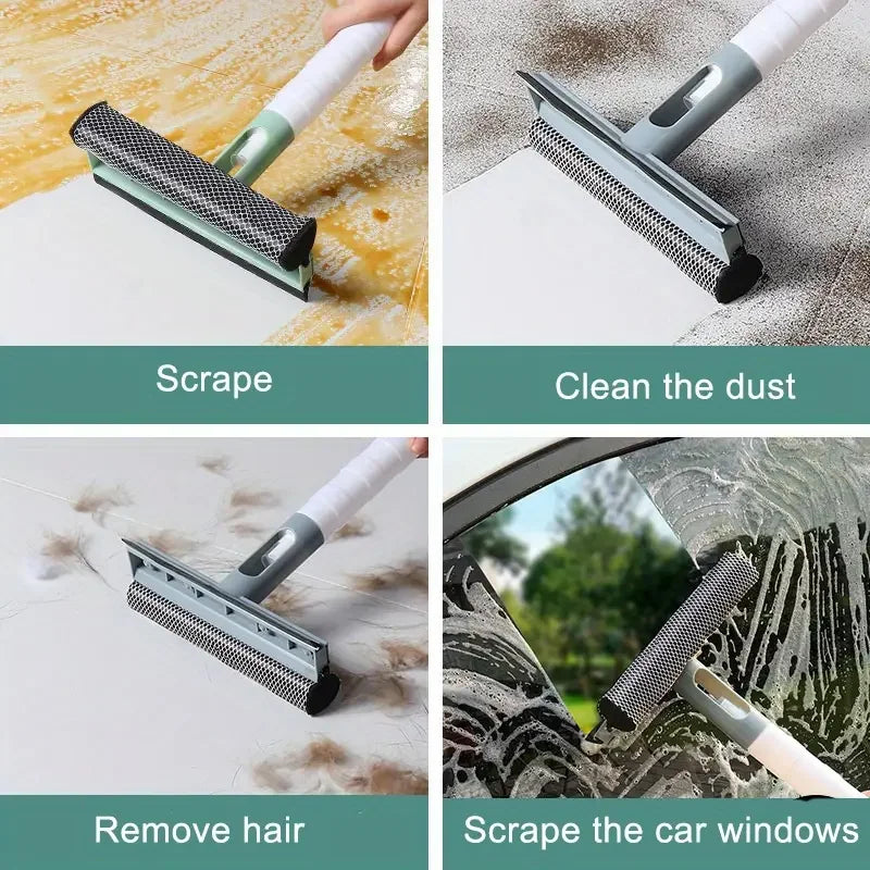 3-in-1 Window Cleaning Brush with Spray – Double-Sided Glass & Mirror Wiper