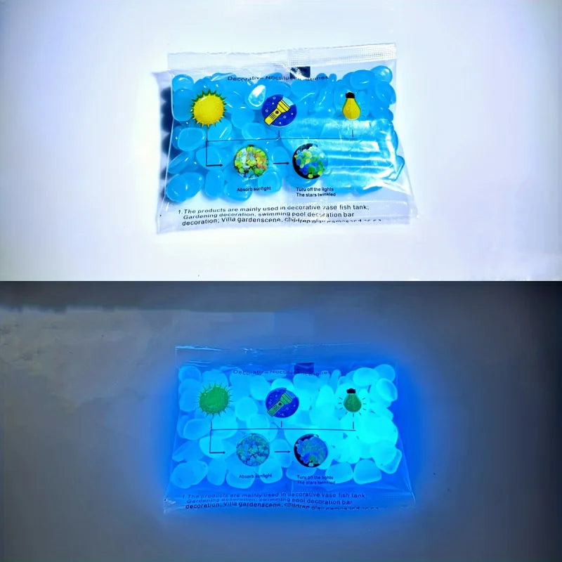 100pcs Glow-in-the-Dark Garden Pebbles  Luminous Stones for Decor
