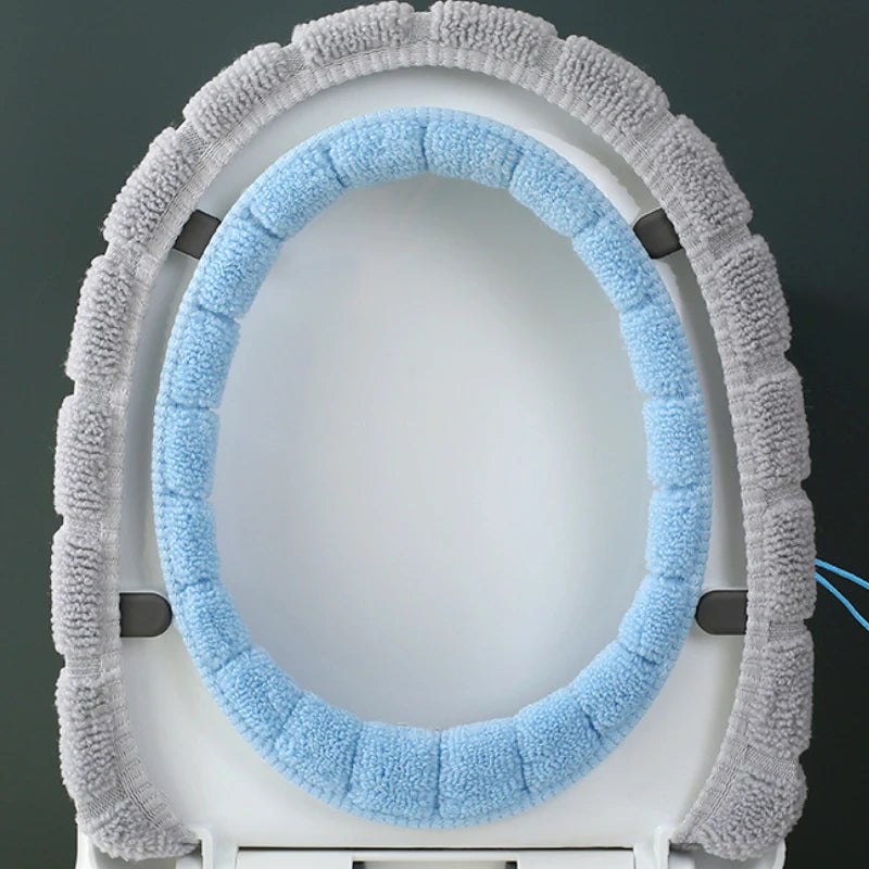 Winter Warm Toilet Seat Cover – Thick Soft Washable Cushion with Handle