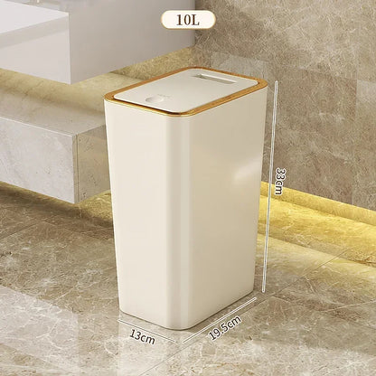 10L Odor-Proof Trash Can – One-Touch Modern Design, Durable Plastic, Leakproof Bin for Kitchen & Bathroom