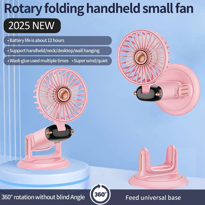 Foldable Handheld Mini Fan 3000mAh, 5-Speed, USB Rechargeable with Phone Stand & Display Screen