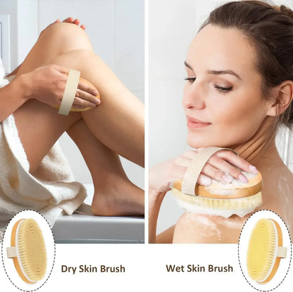 Natural Bristle Dry Body Brush – Exfoliate & Prevent Ingrown Hairs