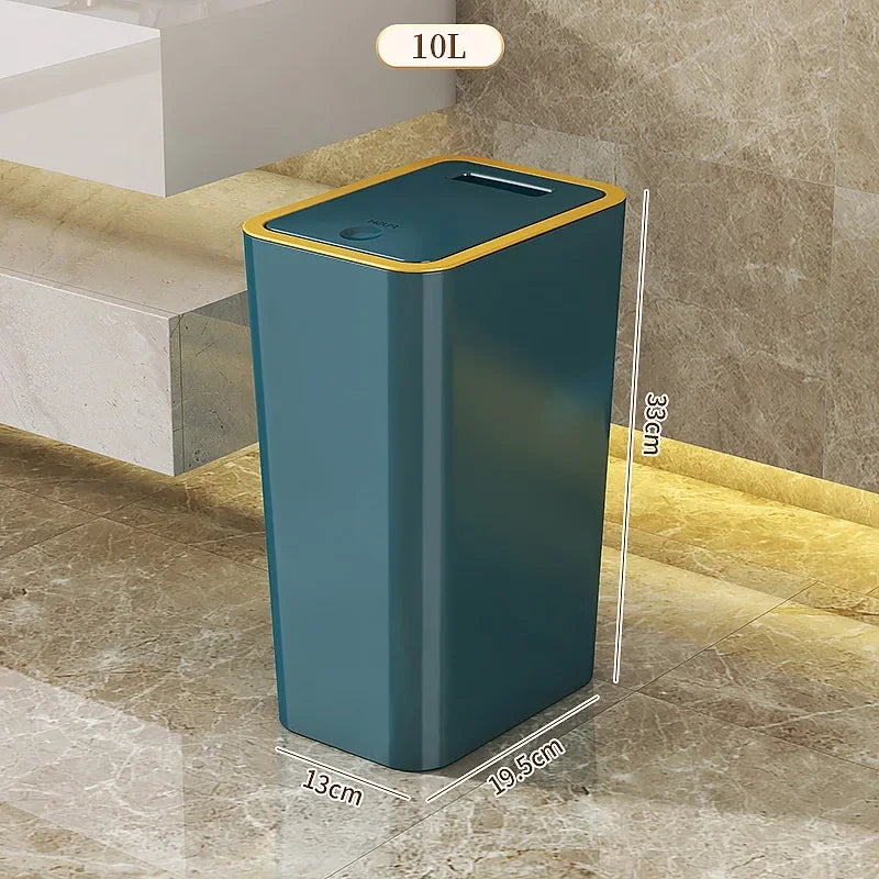 10L Odor-Proof Trash Can – One-Touch Modern Design, Durable Plastic, Leakproof Bin for Kitchen & Bathroom