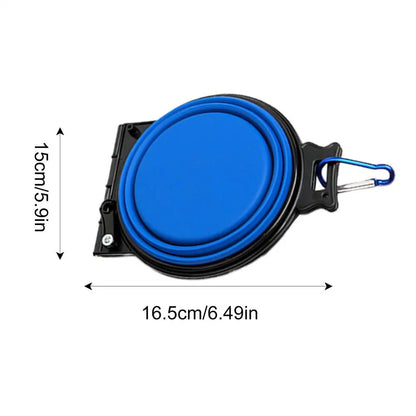Foldable Double Dog Bowl – Travel Water & Food Feeder with Lock Clips for Walking, Hiking, Camping