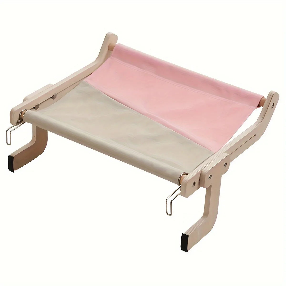 Cat Hammock Window Bed with Wooden Stand – Hanging Detachable Balcony Perch Nest for Indoor Cats & Kittens