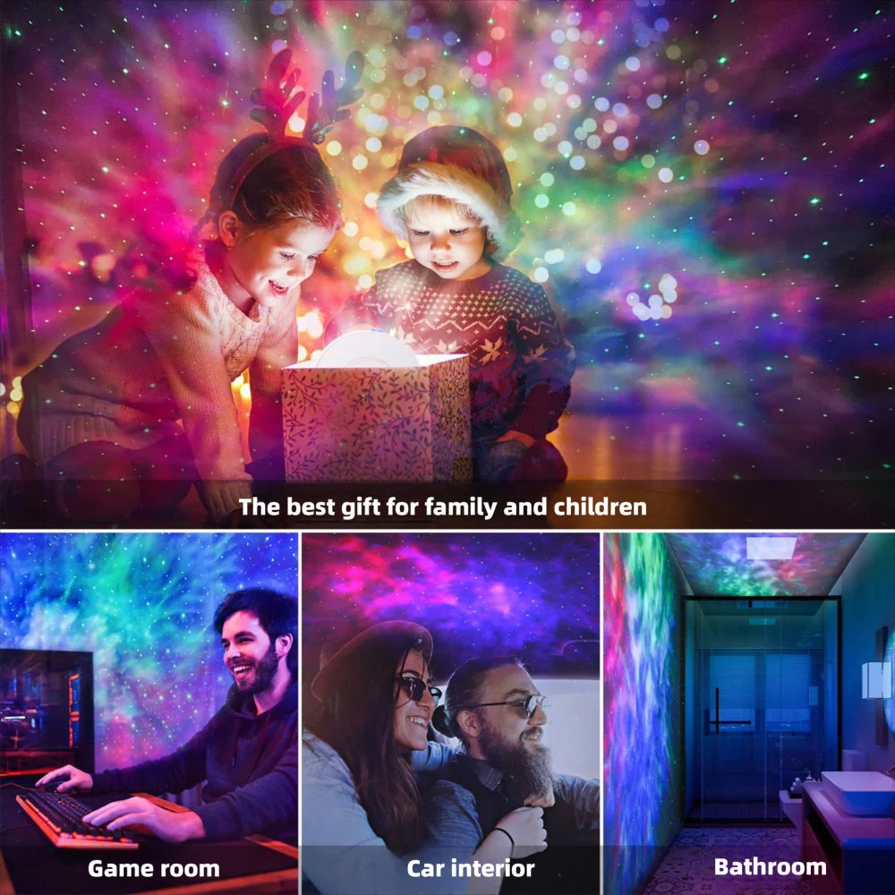 Smart Galaxy Star Projector – App-controlled nebula night light for gaming rooms, bedrooms, and ambient decor.