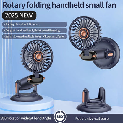 Foldable Handheld Mini Fan 3000mAh, 5-Speed, USB Rechargeable with Phone Stand & Display Screen