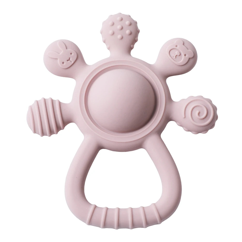 Silicone Baby Teether & Rattle – Food Grade Soothing Sensory Toy for Toddlers