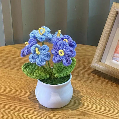 DIY Mini Handwoven Rose Plant – Woolen Thread Potted Decor for Office & Home