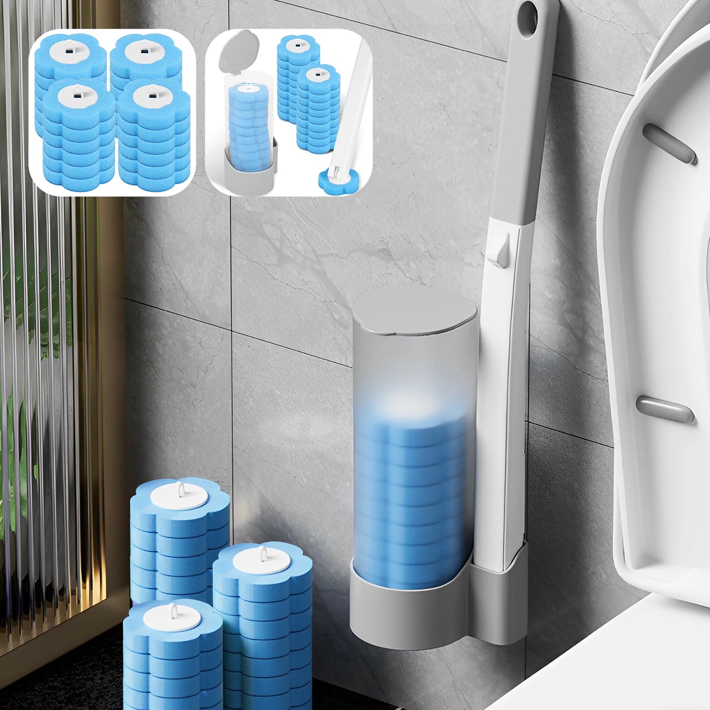 Disposable Toilet Brush with Long Handle & Replaceable Head – Bathroom Cleaning Tool