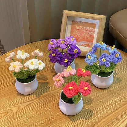 DIY Mini Handwoven Rose Plant – Woolen Thread Potted Decor for Office & Home