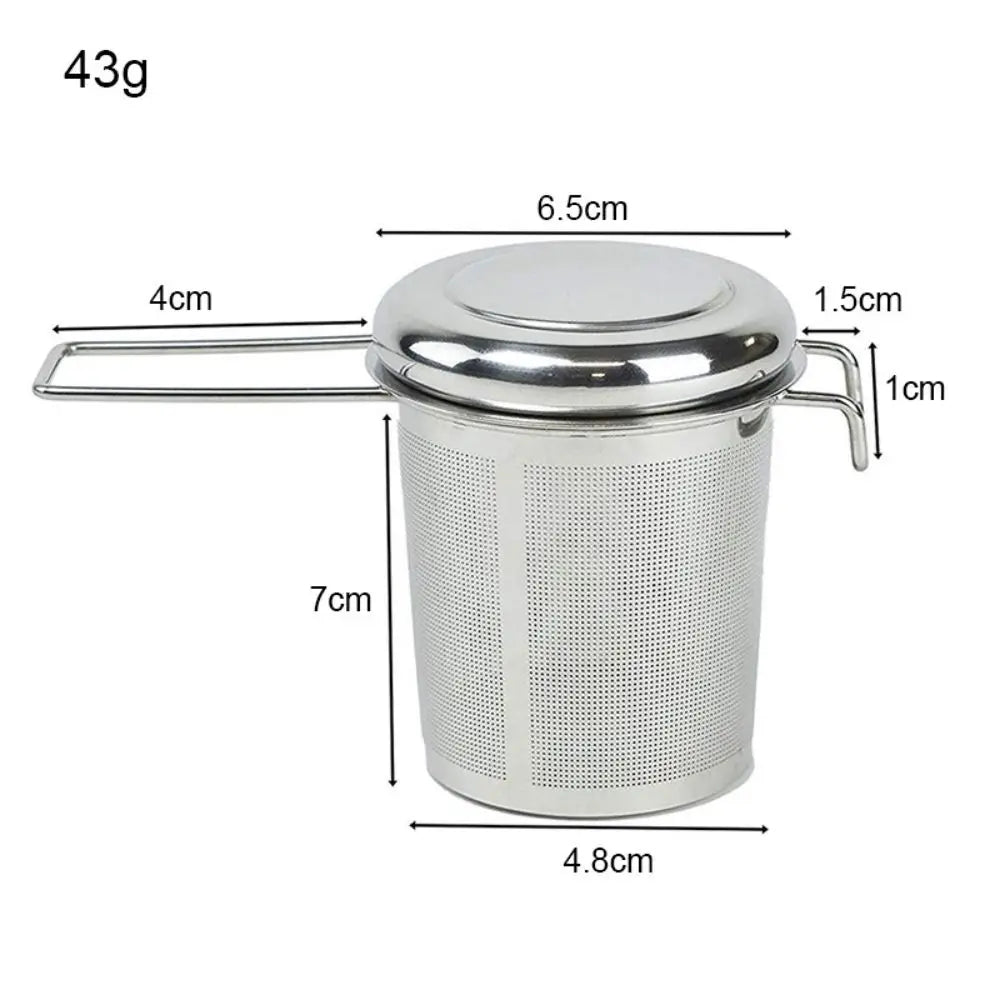 304 Stainless Steel Collapsible Tea Strainer with Lid & Double Handles