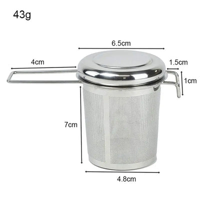 304 Stainless Steel Collapsible Tea Strainer with Lid & Double Handles
