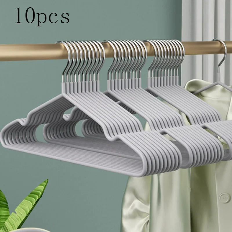10pcs Non-Slip Plastic Clothes Hangers Space-Saving, Portable & Durable for Home Use