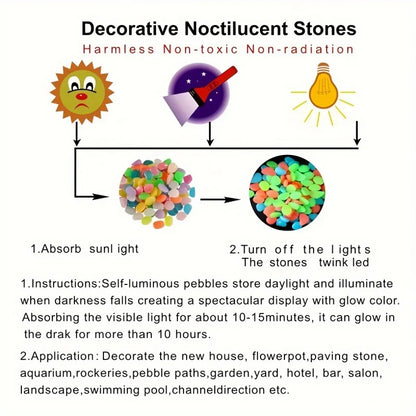 100pcs Glow-in-the-Dark Garden Pebbles  Luminous Stones for Decor