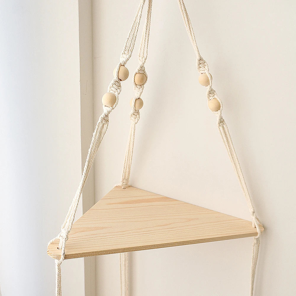 1/2/3-Tier Boho Corner Wall Shelf – Floating Wood Display for Home Decor