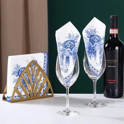 20pcs Blue Printed 2-Ply Paper Napkins Party & Wedding Use