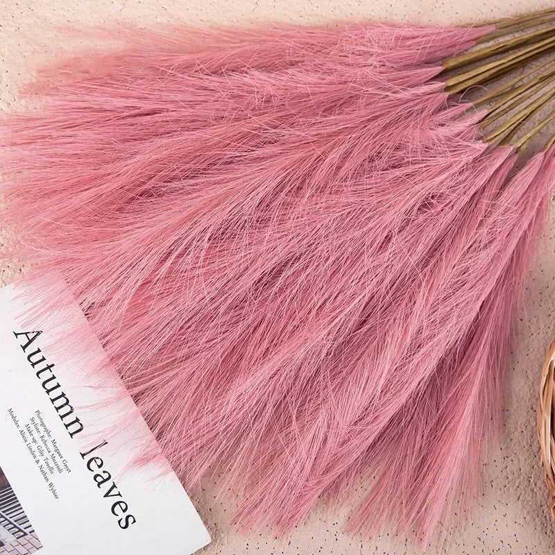 5PCS 55CM Fluffy Pampas Grass – Boho Artificial Flower for Home, Wedding & Party Decor