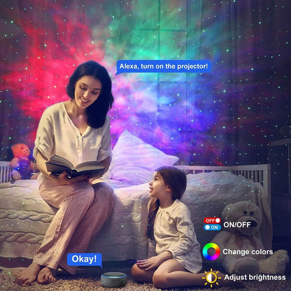 Smart Galaxy Star Projector – App-controlled nebula night light for gaming rooms, bedrooms, and ambient decor.