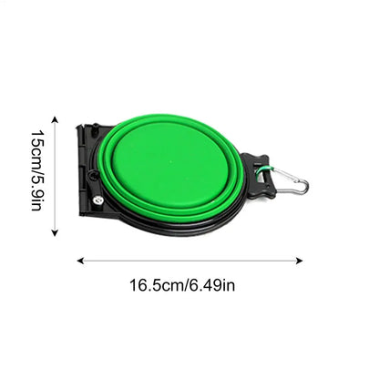 Foldable Double Dog Bowl – Travel Water & Food Feeder with Lock Clips for Walking, Hiking, Camping