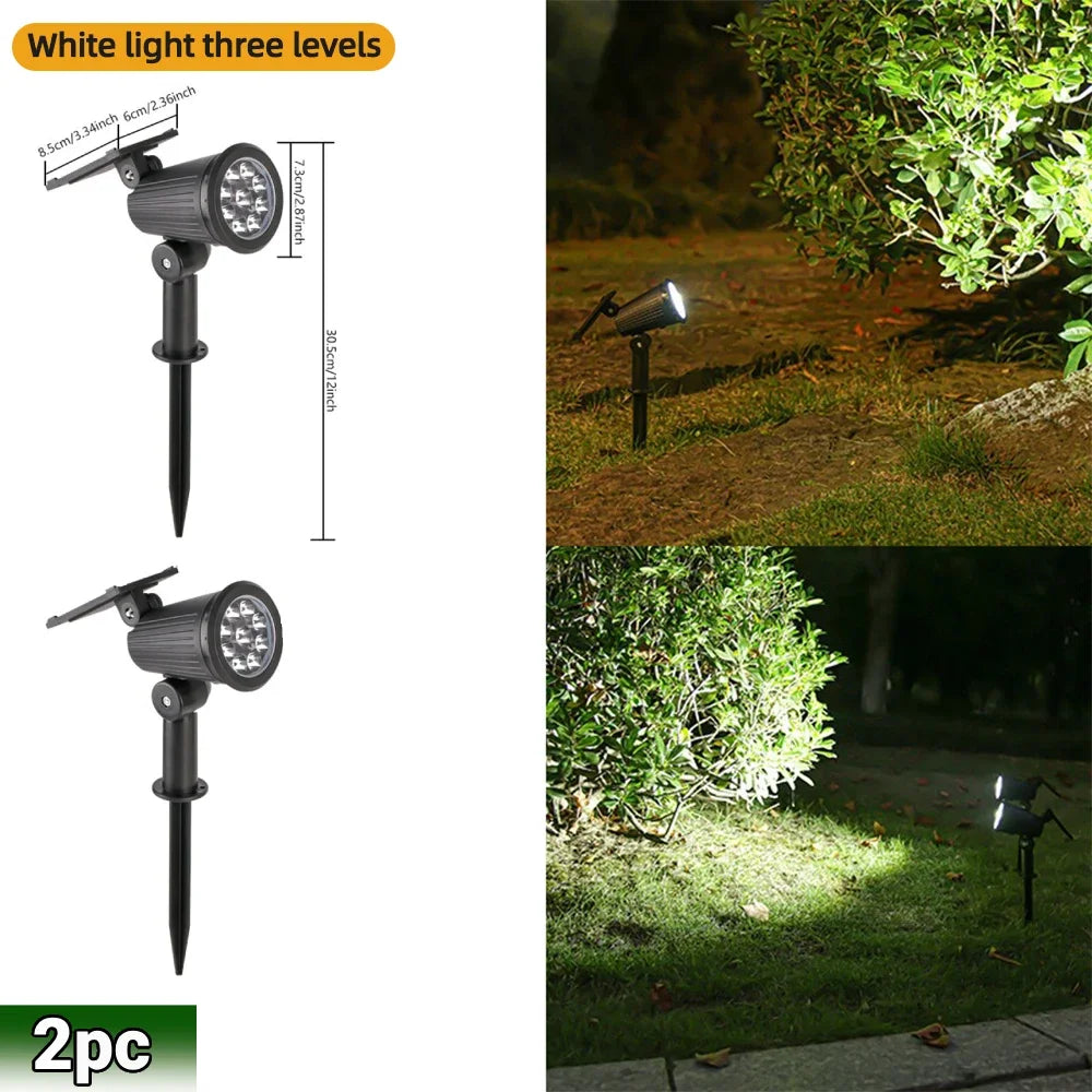 9-LED RGB Solar Spotlights – Waterproof Outdoor Landscape Lights for Garden & Trees