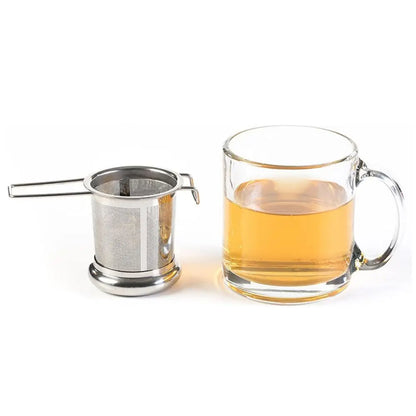 304 Stainless Steel Collapsible Tea Strainer with Lid & Double Handles