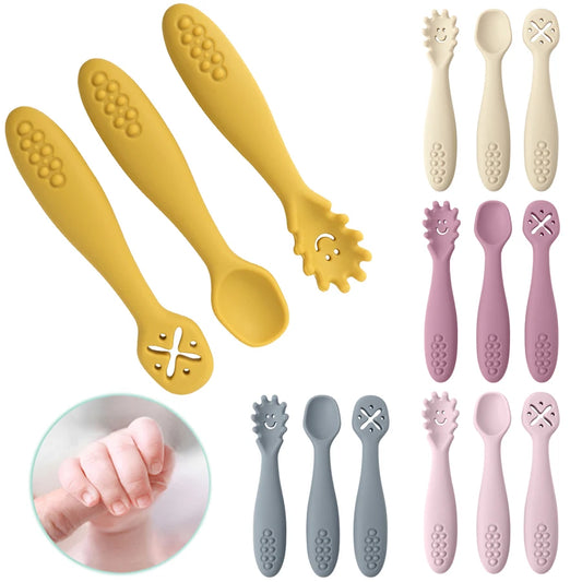 3-Piece Silicone Utensils Set for Toddlers