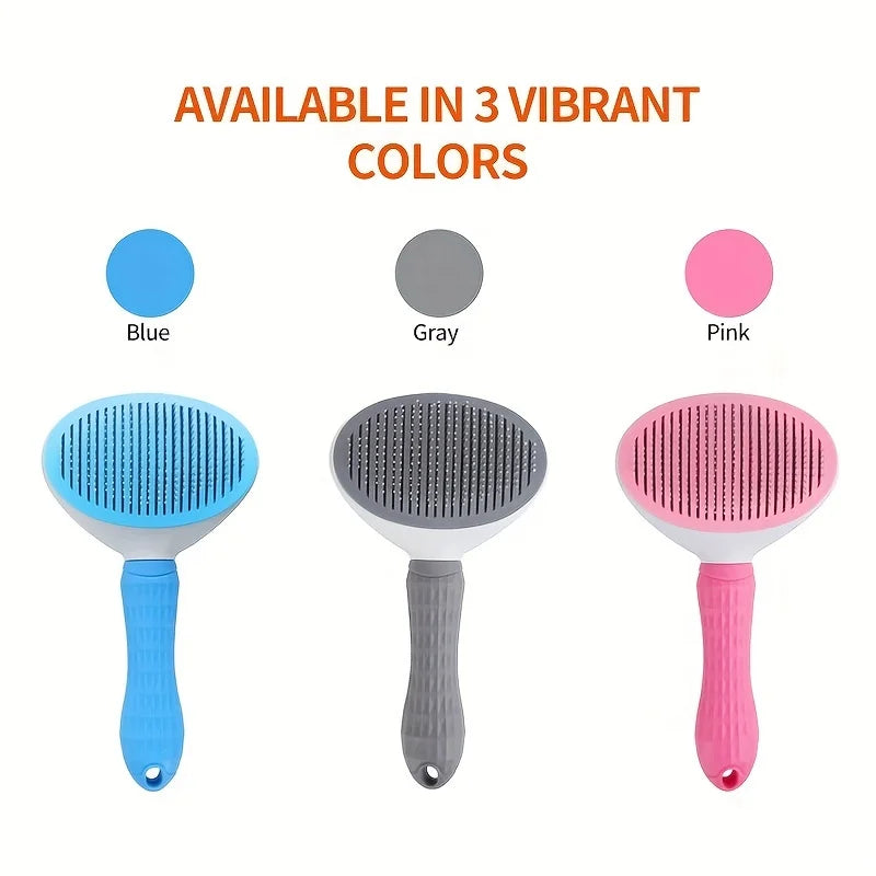 One-Click Pet Hair Removal Comb Slicker Brush for Dogs & Cats – Easy Grooming Tool with Automatic Cleaning