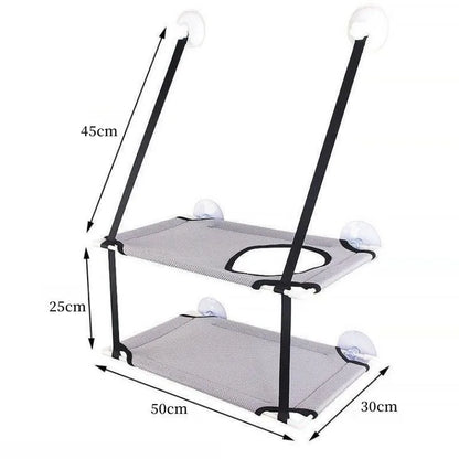 Cat Hammock Window Bed with Suction Cups – Double-Decker Hanging Seat & Tunnel Perch for Cats and Kittens