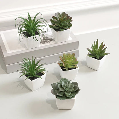 6PCS Mini Artificial Succulent Plants – Home Decor Set
