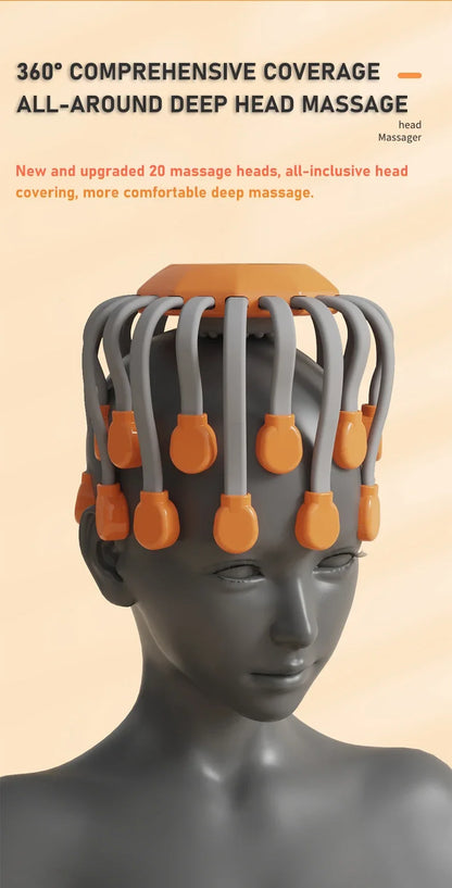 20-Head Scalp Massager with Red Light – Octopus Vibrator for Stress Relief
