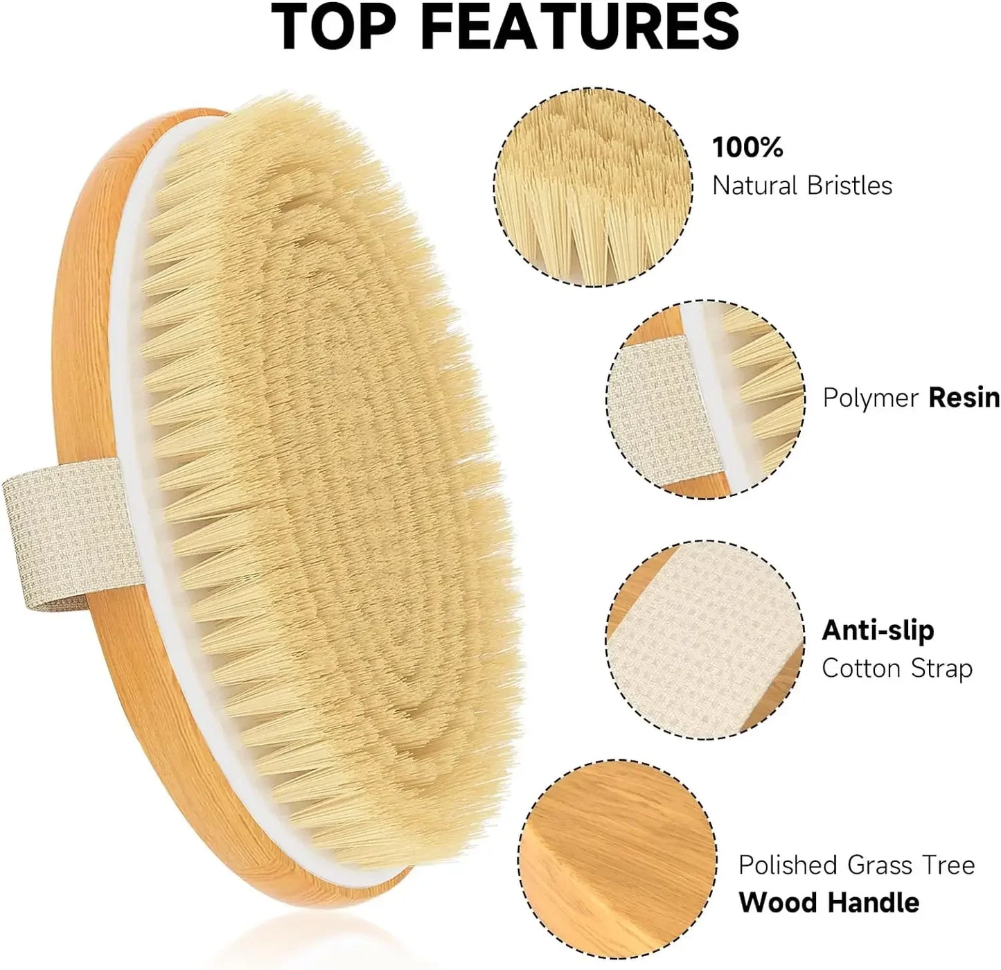 Natural Bristle Dry Body Brush – Exfoliate & Prevent Ingrown Hairs