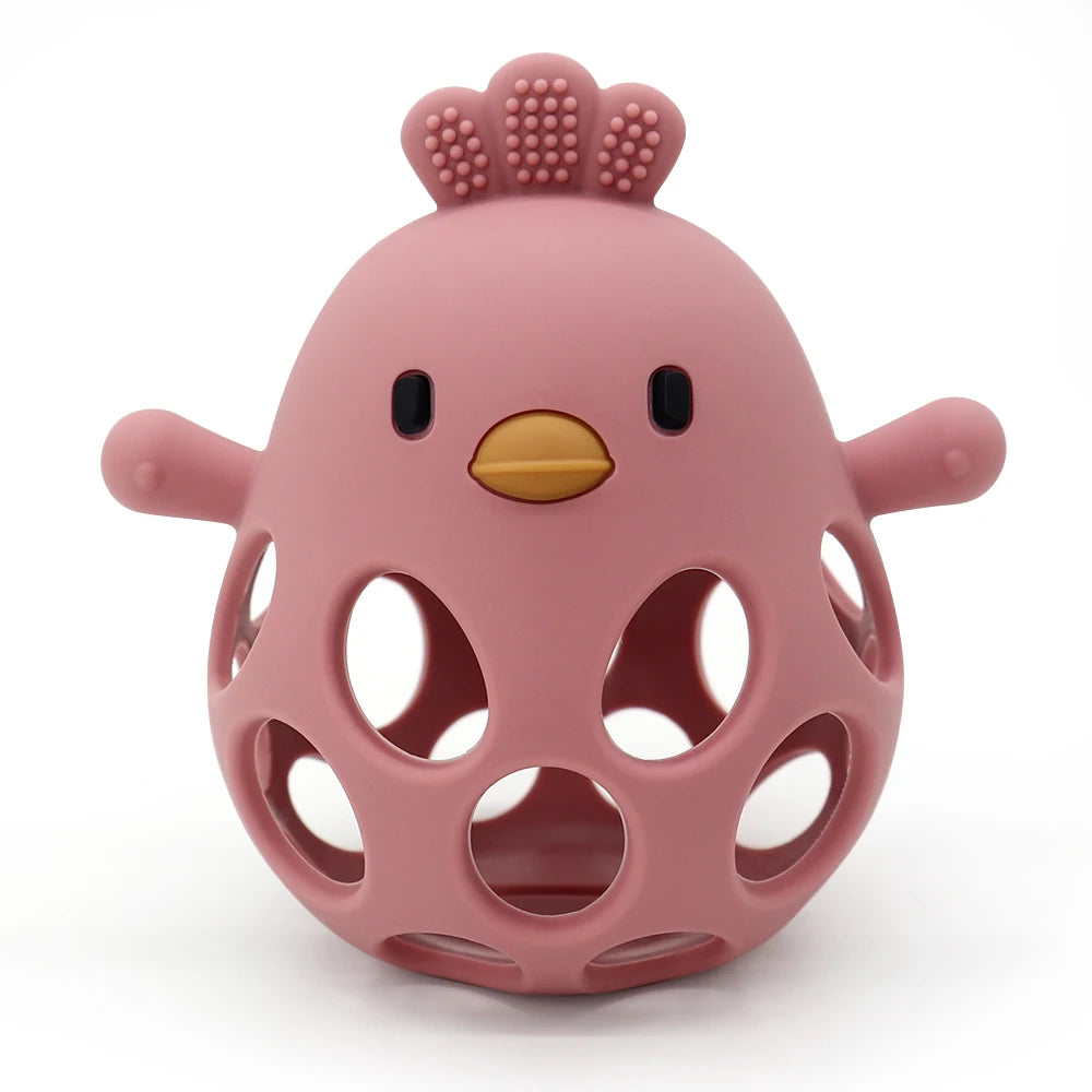 Cartoon Chick Silicone Baby Teether – Soft Chew Toy for Teething Relief