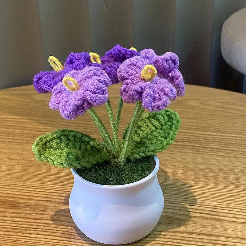 DIY Mini Handwoven Rose Plant – Woolen Thread Potted Decor for Office & Home