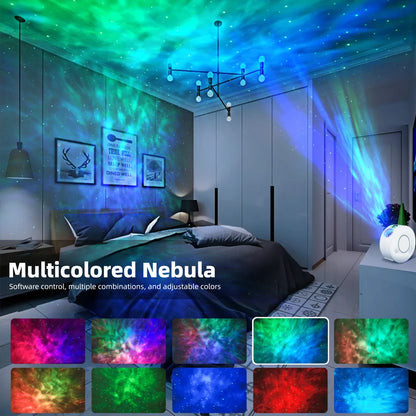 Smart Galaxy Star Projector – App-controlled nebula night light for gaming rooms, bedrooms, and ambient decor.