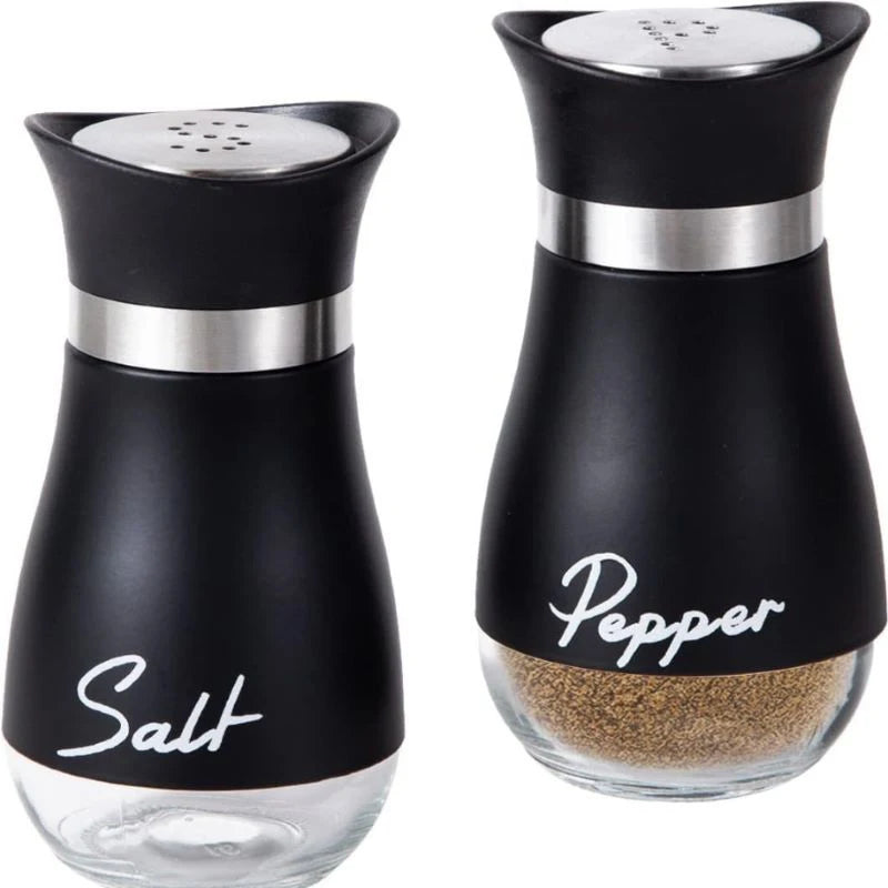 1Set/2pcs Stainless Steel and Glass Seasoning Bottle Set - Perfect for Barbecue, Pepper, Salt, and More - Kitchen Supplies