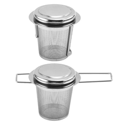304 Stainless Steel Collapsible Tea Strainer with Lid & Double Handles